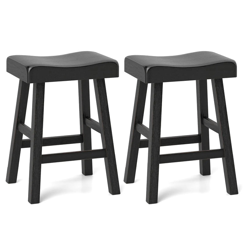 24 Inches Counter Height Stools Set of 2 with Footrest for Restaurant Cafe Pub-Black by DirectDeals