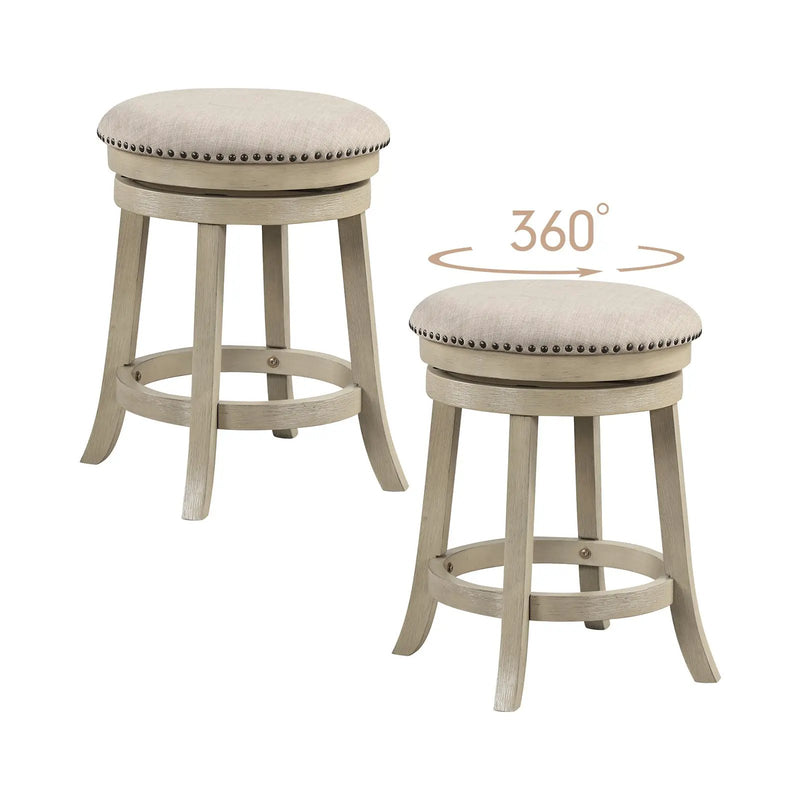 24/26 Inches Swivel Bar Stools Set of 2 wth Wooden Frame by DirectDeals