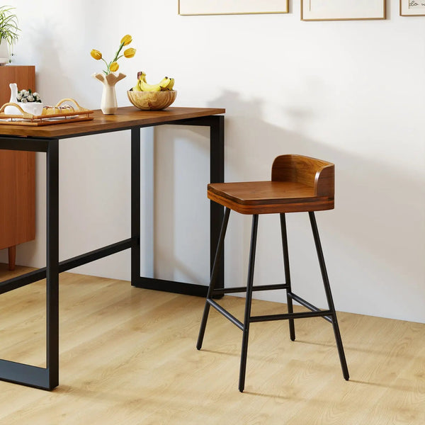 24" Bar Stool with Low Back and Footrest - Walnut