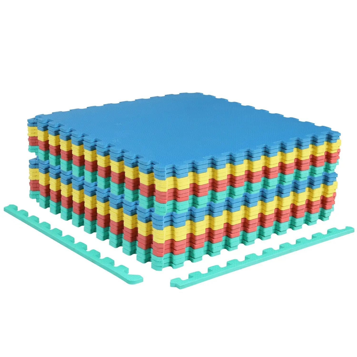 Interlocking EVA Foam Floor Tiles 24-Pack with Borders by DirectDeals