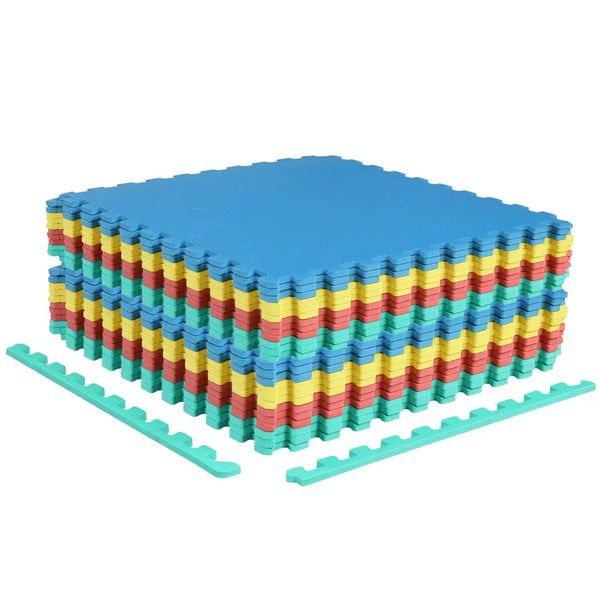 Interlocking EVA Foam Floor Tiles 24-Pack with Borders