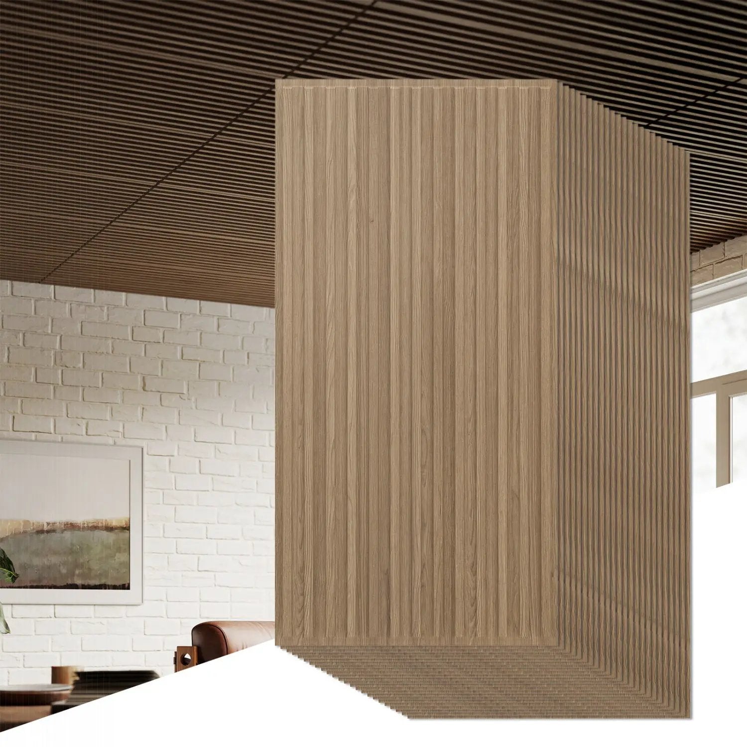 24-Pack PVC Slat Wall Panels for Interior Wall Decoration for Living Room and TV Background by DirectDeals