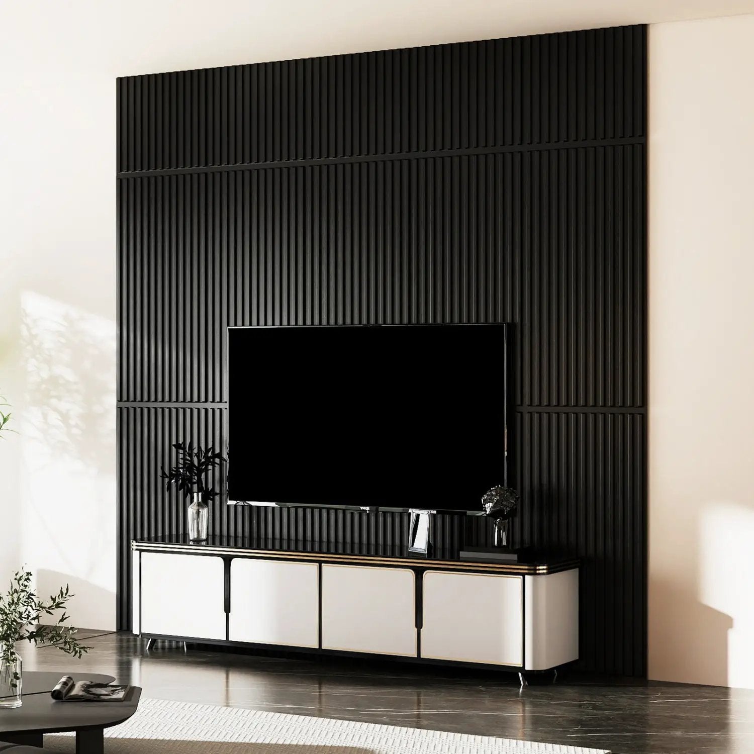 24-Pack PVC Slat Wall Panels for Interior Wall Decoration for Living Room and TV Background by DirectDeals