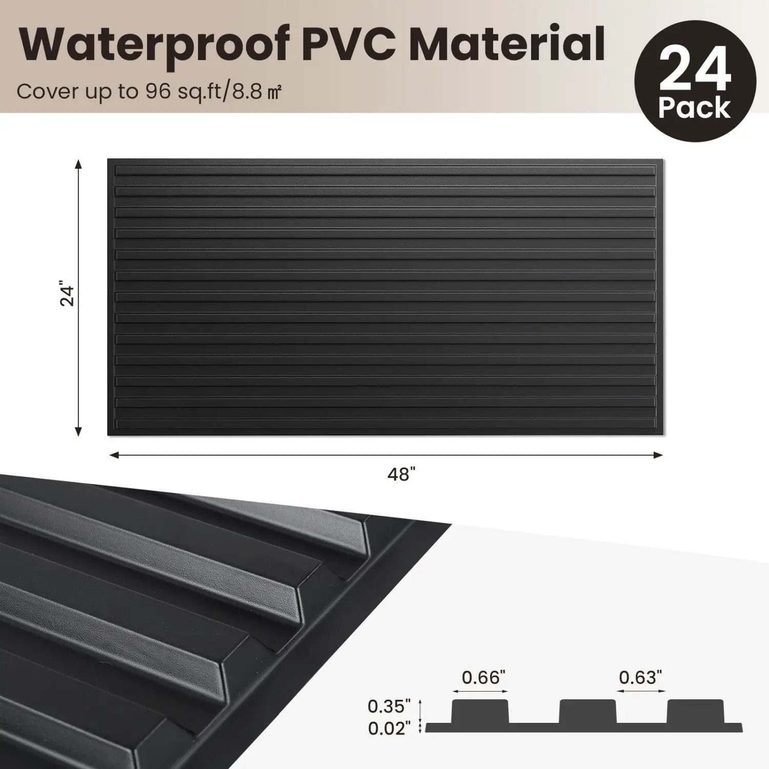 24-Pack PVC Slat Wall Panels for Interior Wall Decoration for Living Room and TV Background by DirectDeals