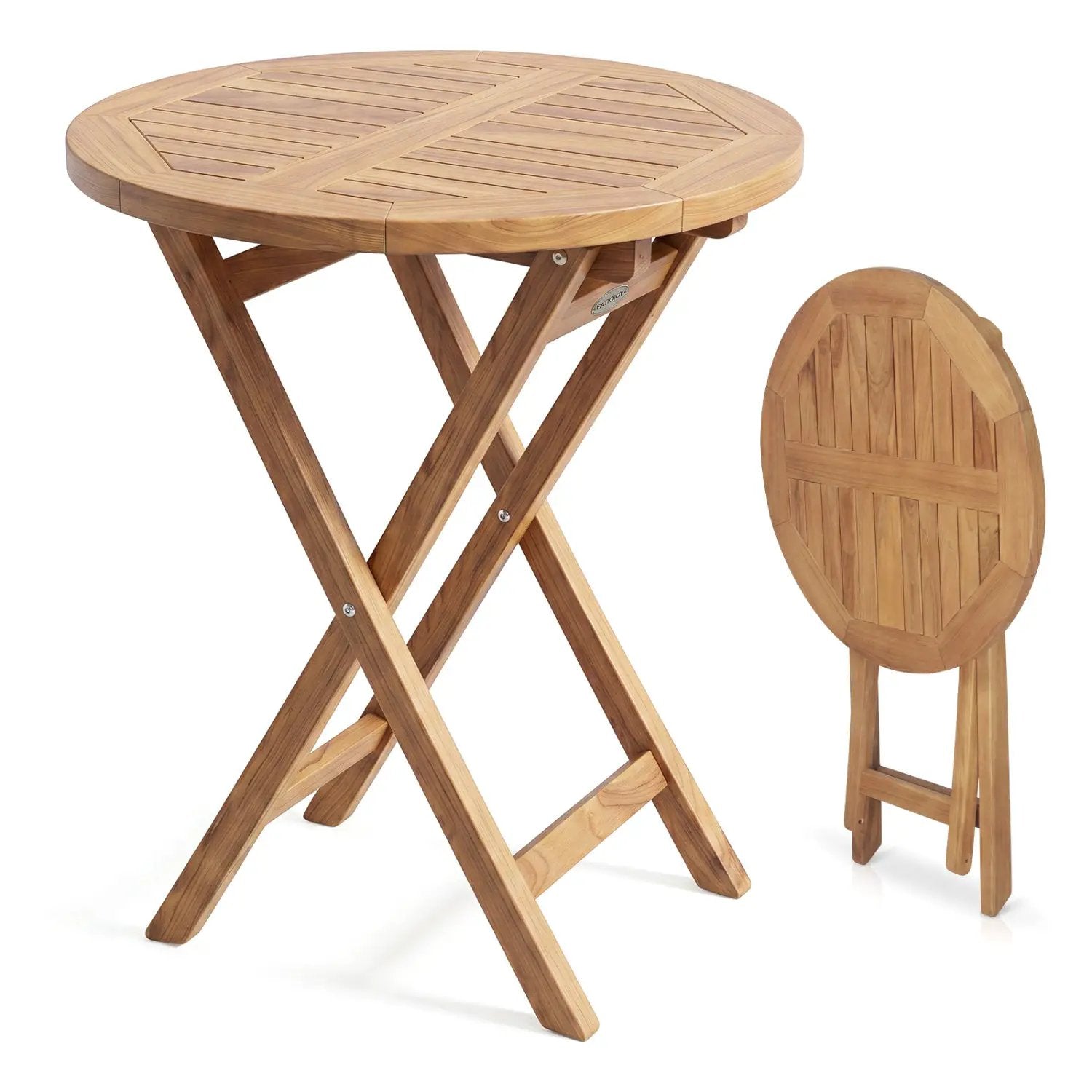 24" Round Teak Folding Bistro Table with Footrest by DirectDeals