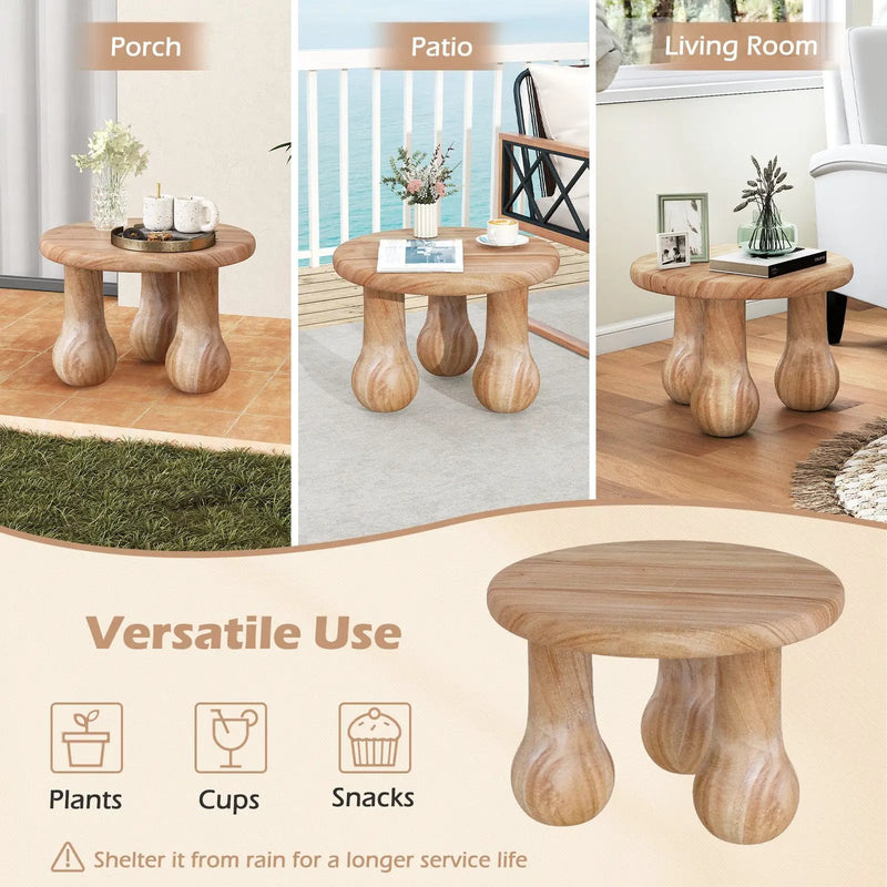 24" Small Solid Mahogany Wood Coffee Table with Thickened Top and Column Legs by DirectDeals