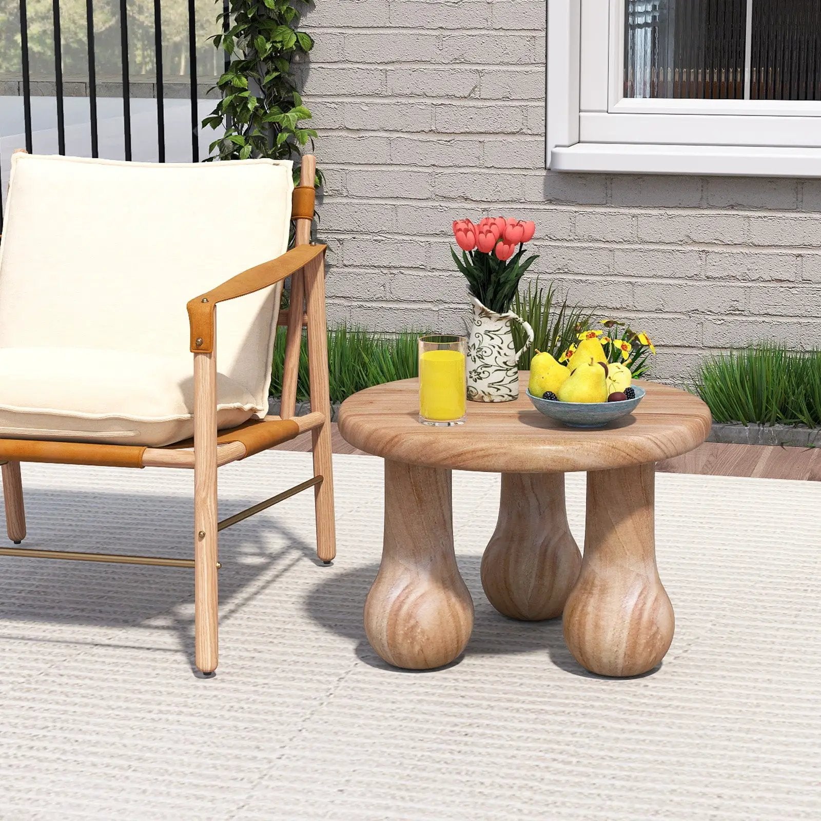 24" Small Solid Mahogany Wood Coffee Table with Thickened Top and Column Legs by DirectDeals