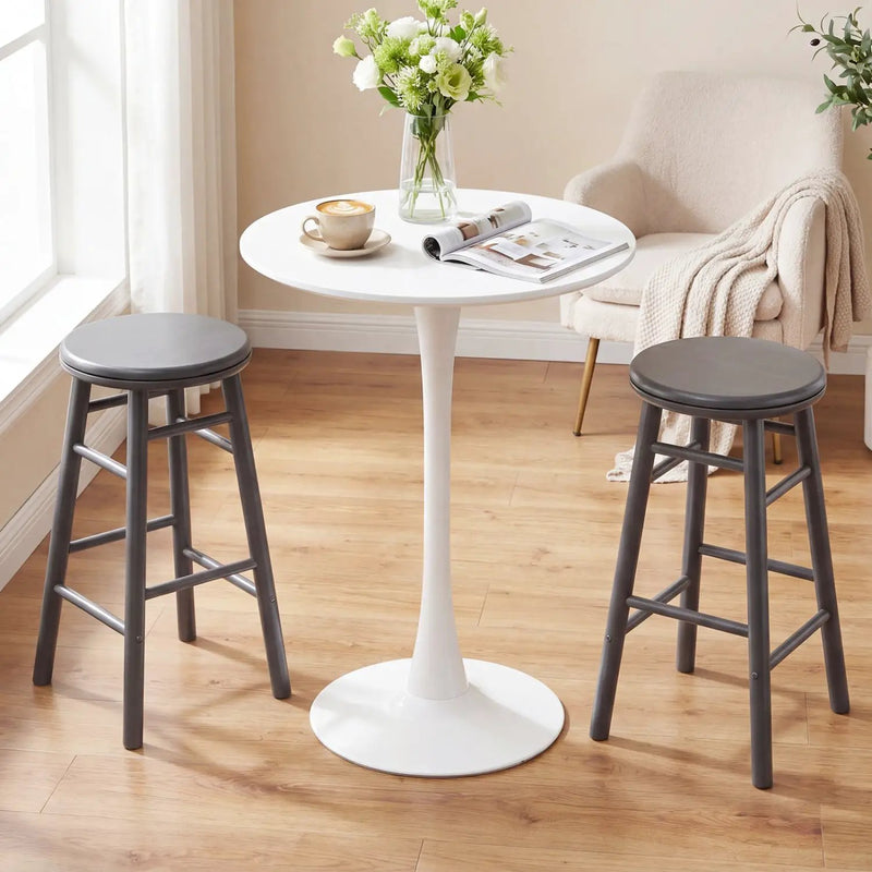 24" Swivel Bar Stools Set of 2 with Footrests by DirectDeals