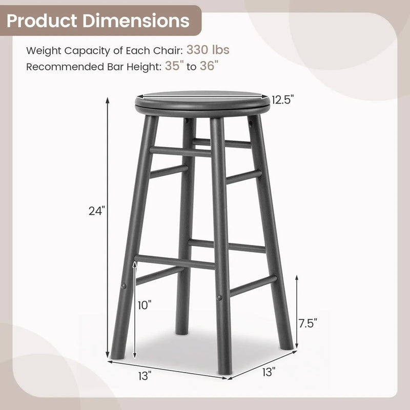 24" Swivel Bar Stools Set of 2 with Footrests by DirectDeals