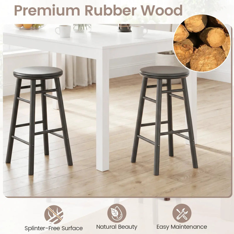 24" Swivel Bar Stools Set of 2 with Footrests by DirectDeals