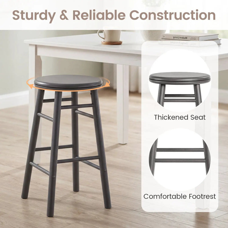 24" Swivel Bar Stools Set of 2 with Footrests by DirectDeals