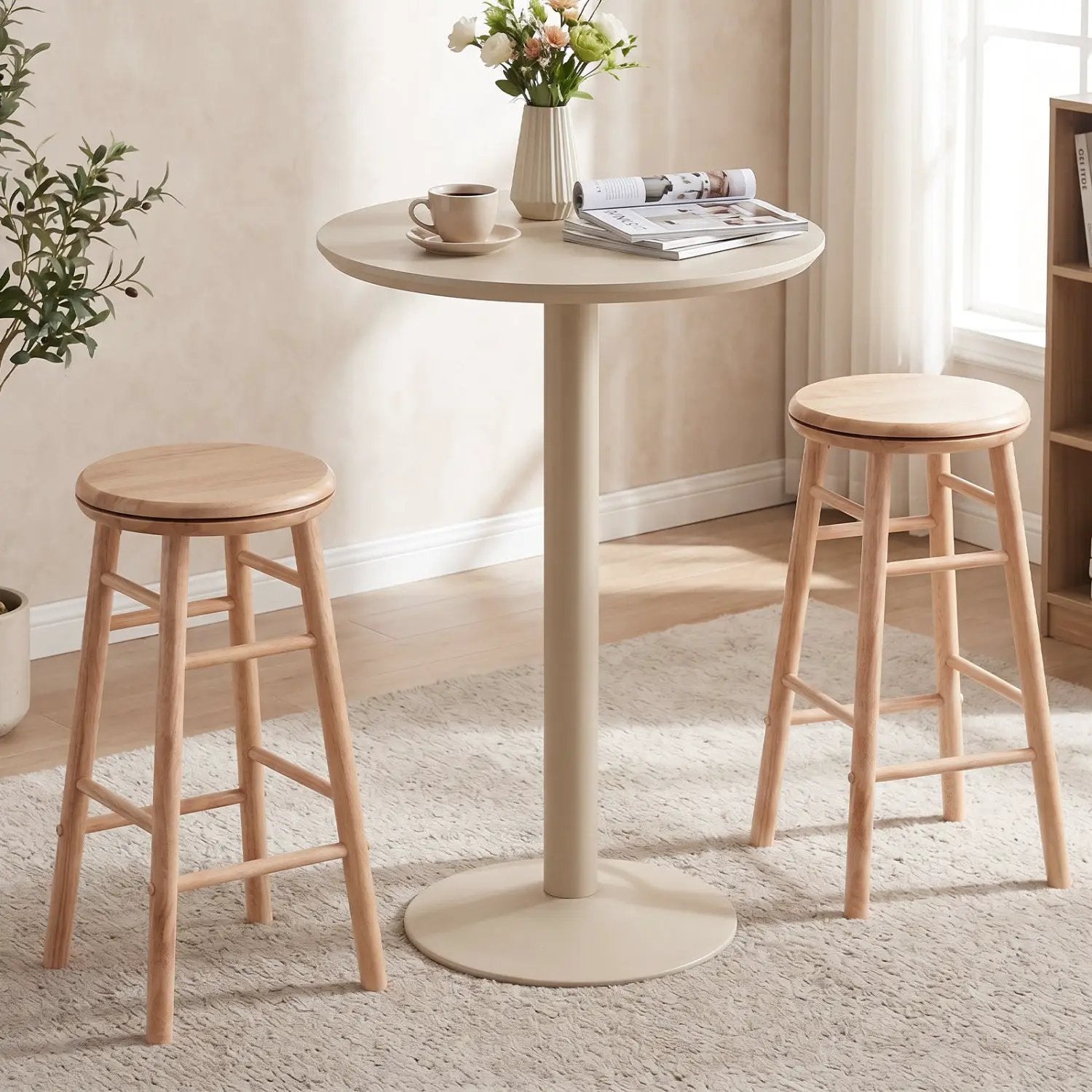 24" Swivel Bar Stools Set of 2 with Footrests by DirectDeals