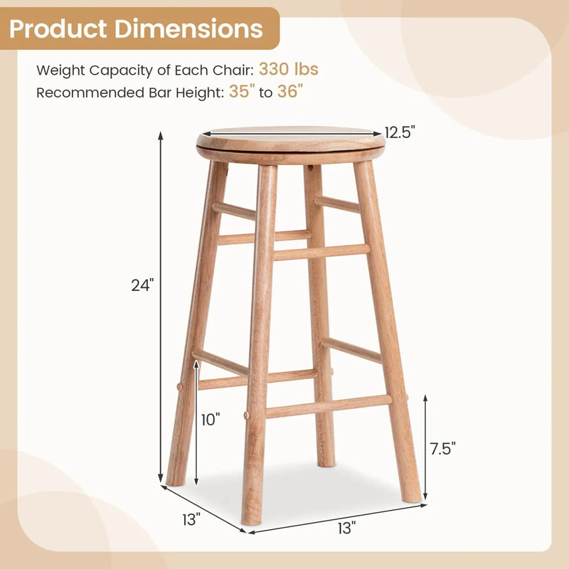 24" Swivel Bar Stools Set of 2 with Footrests by DirectDeals