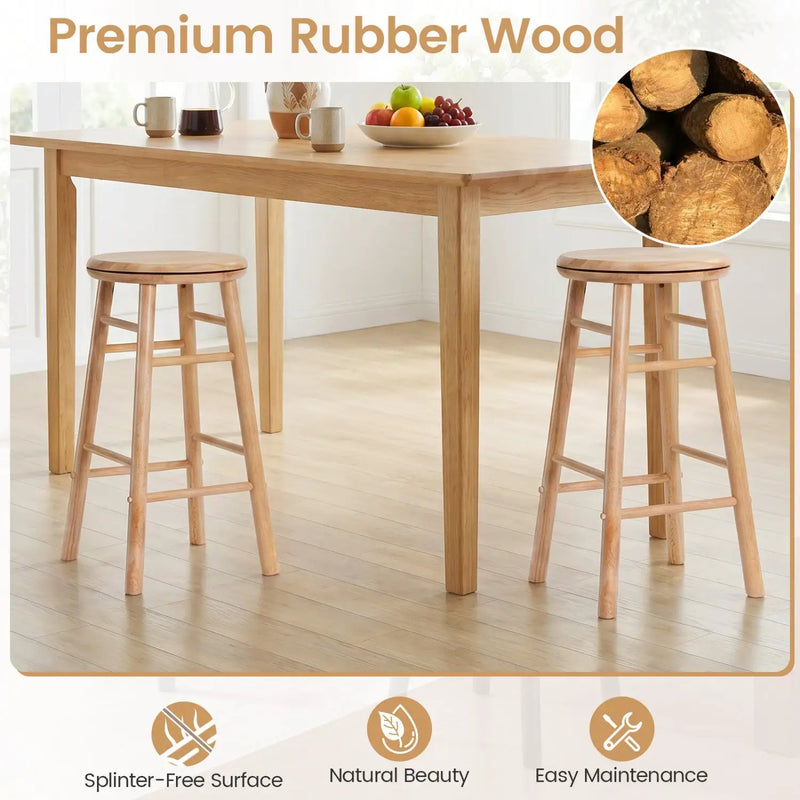 24" Swivel Bar Stools Set of 2 with Footrests by DirectDeals