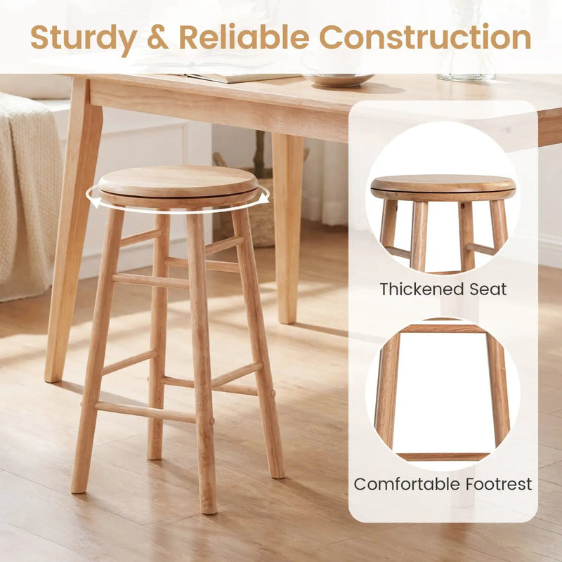 24" Swivel Bar Stools Set of 2 with Footrests by DirectDeals
