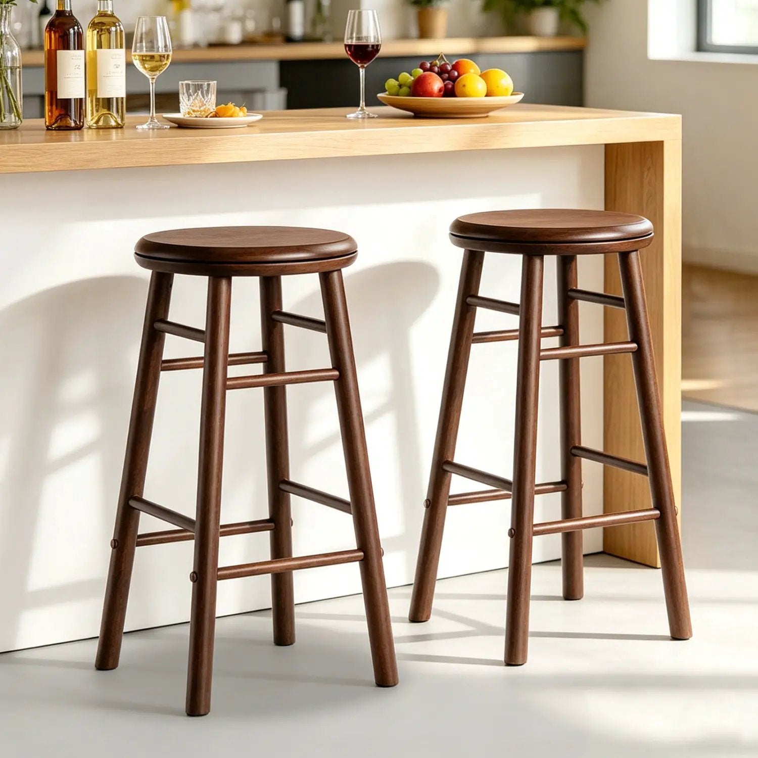 24" Swivel Bar Stools Set of 2 with Footrests by DirectDeals