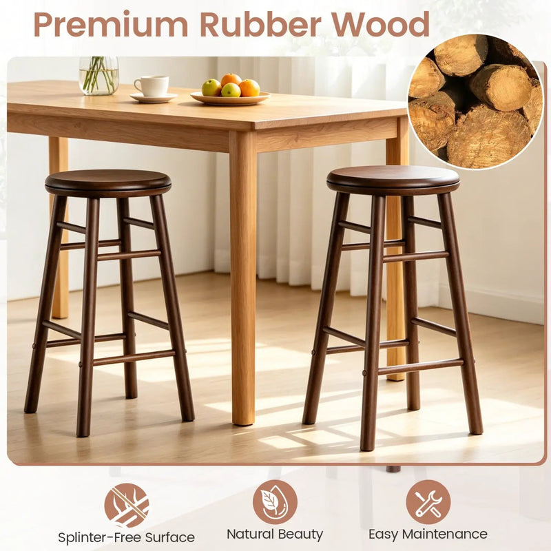 24" Swivel Bar Stools Set of 2 with Footrests by DirectDeals