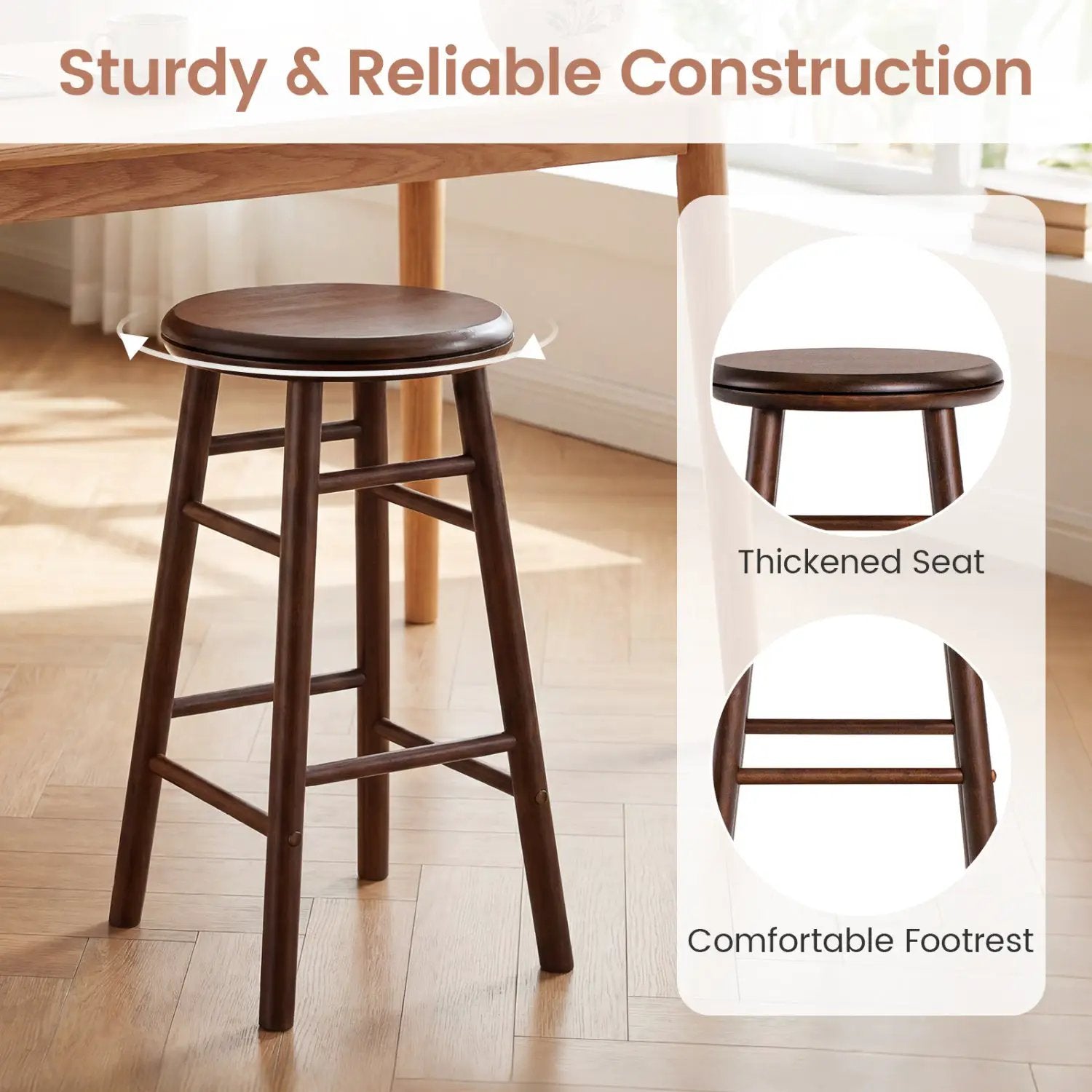 24" Swivel Bar Stools Set of 2 with Footrests by DirectDeals