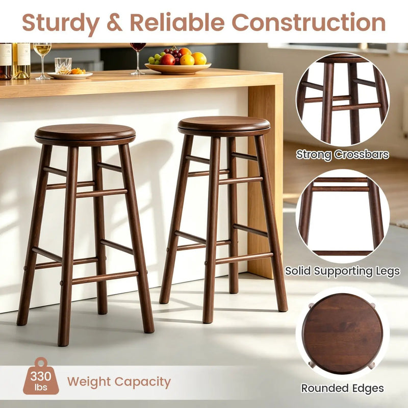24" Swivel Bar Stools Set of 2 with Footrests by DirectDeals