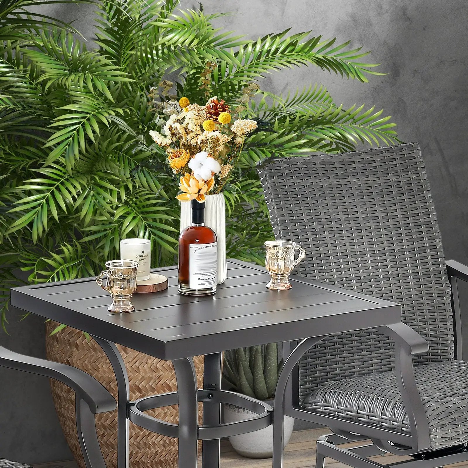 24 Inch Patio Bar Height Table with Aluminum Tabletop and Adjustable Foot Pads by DirectDeals