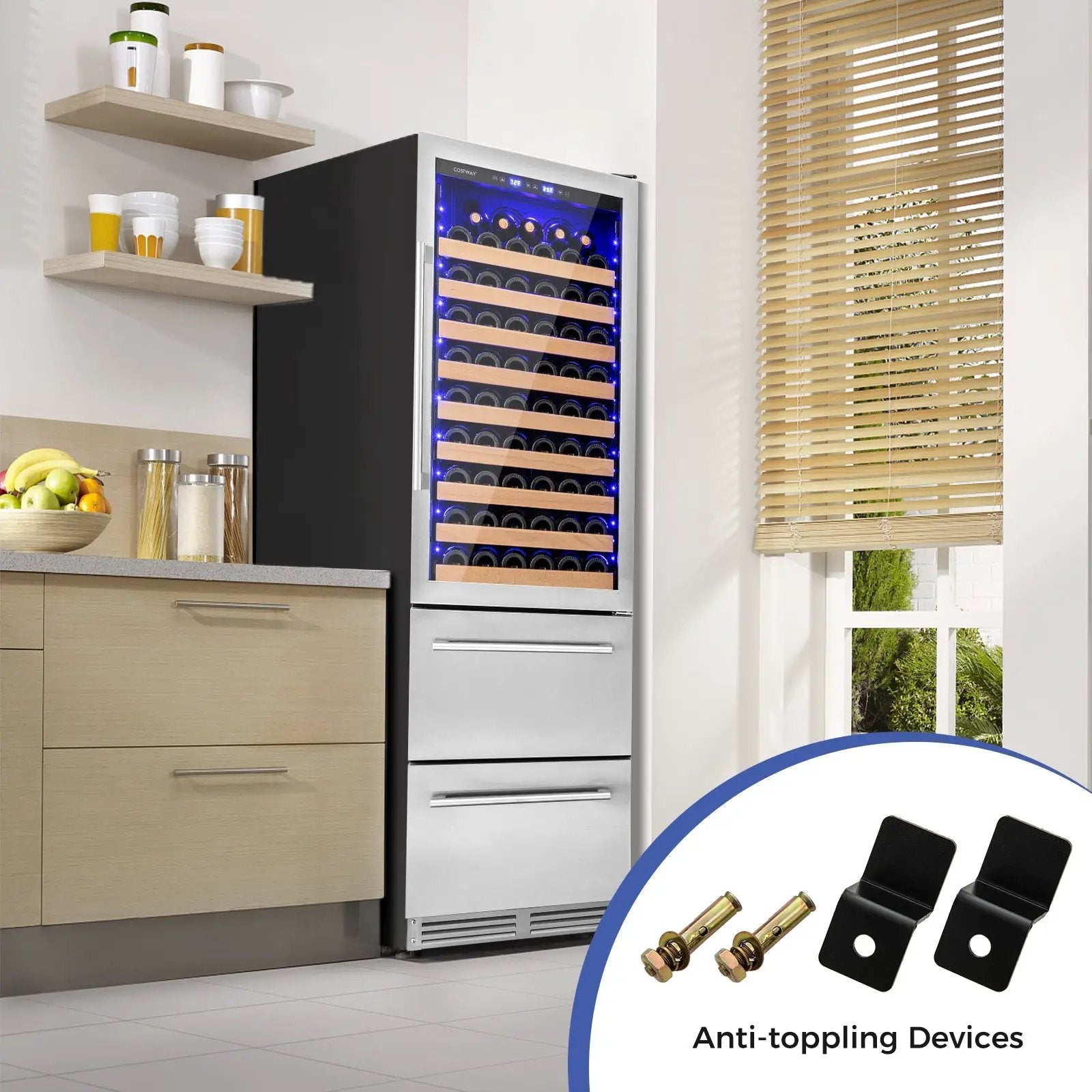 24 Inch Wine and Beverage Refrigerator with Independent Temperature Control-Sliver by DirectDeals