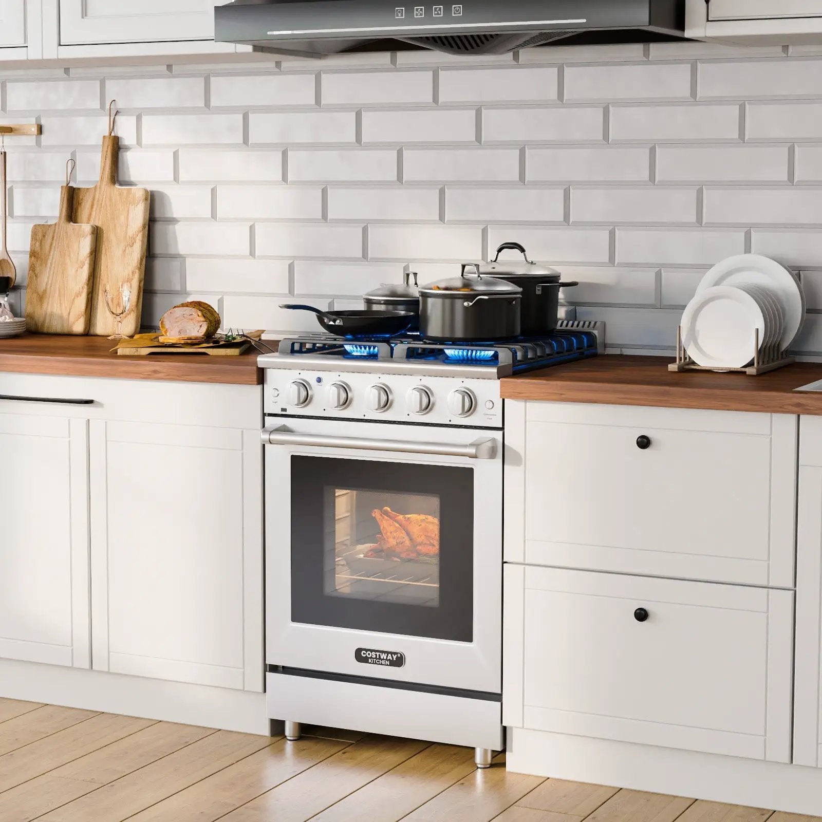 24 Inches Freestanding Natural Gas Range with 4 Burners Cooktop by DirectDeals