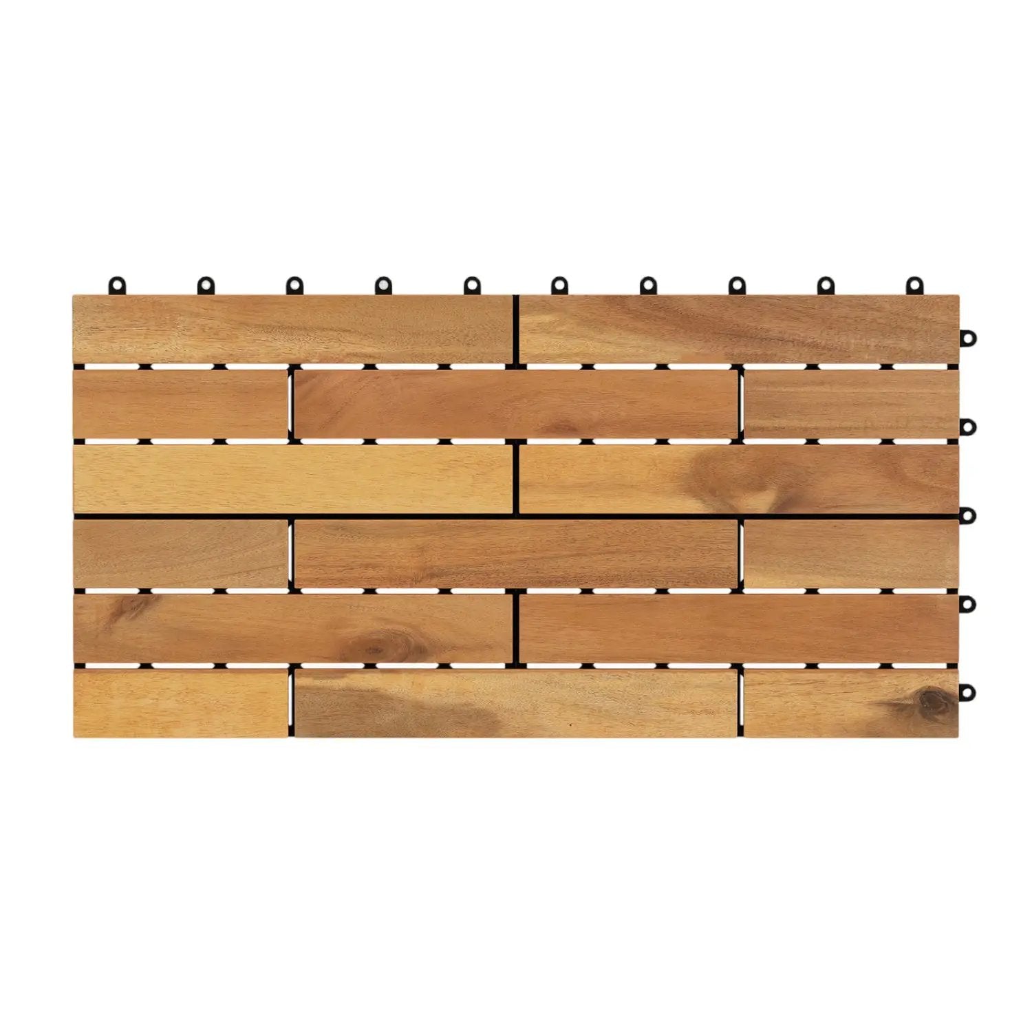 Acacia Wood Interlocking Deck Tiles - 12 Pieces, 24x12 Inch by DirectDeals