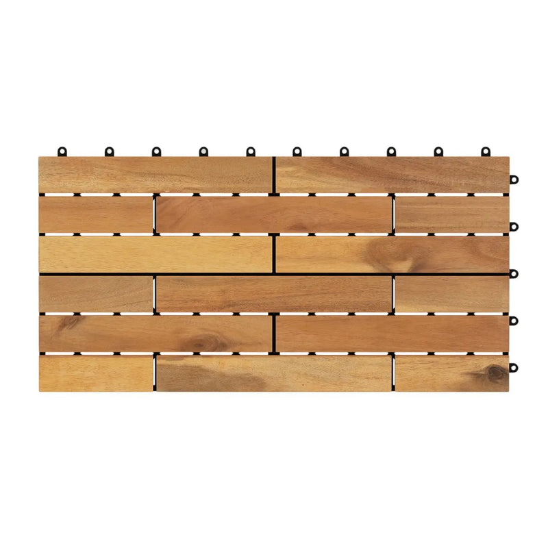 Acacia Wood Interlocking Deck Tiles - 12 Pieces, 24x12 Inch by DirectDeals