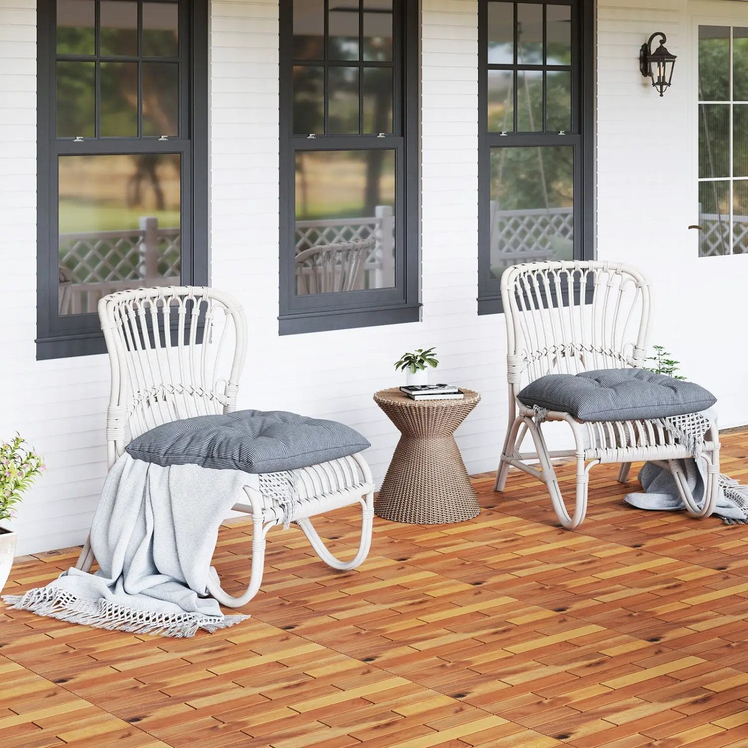 Acacia Wood Interlocking Deck Tiles - 12 Pieces, 24x12 Inch by DirectDeals