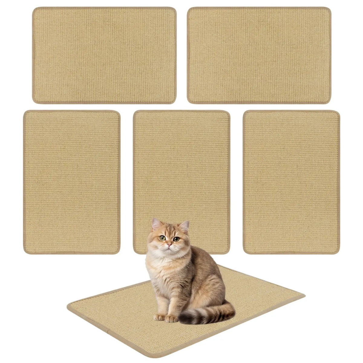 Cat Scratcher Mat Set - 6 Piece Natural Sisal Furniture Protector by DirectDeals