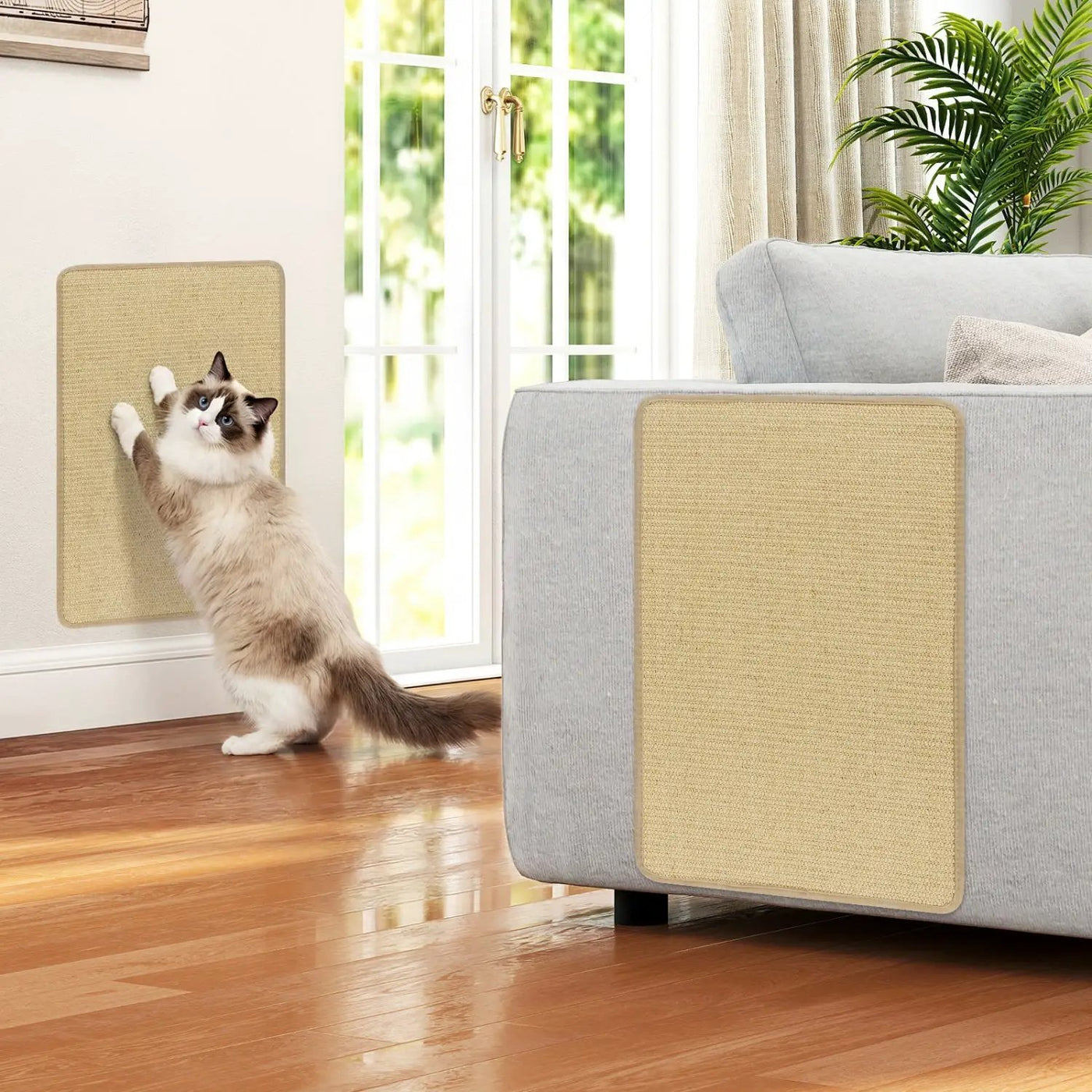 Cat Scratcher Mat Set - 6 Piece Natural Sisal Furniture Protector by DirectDeals