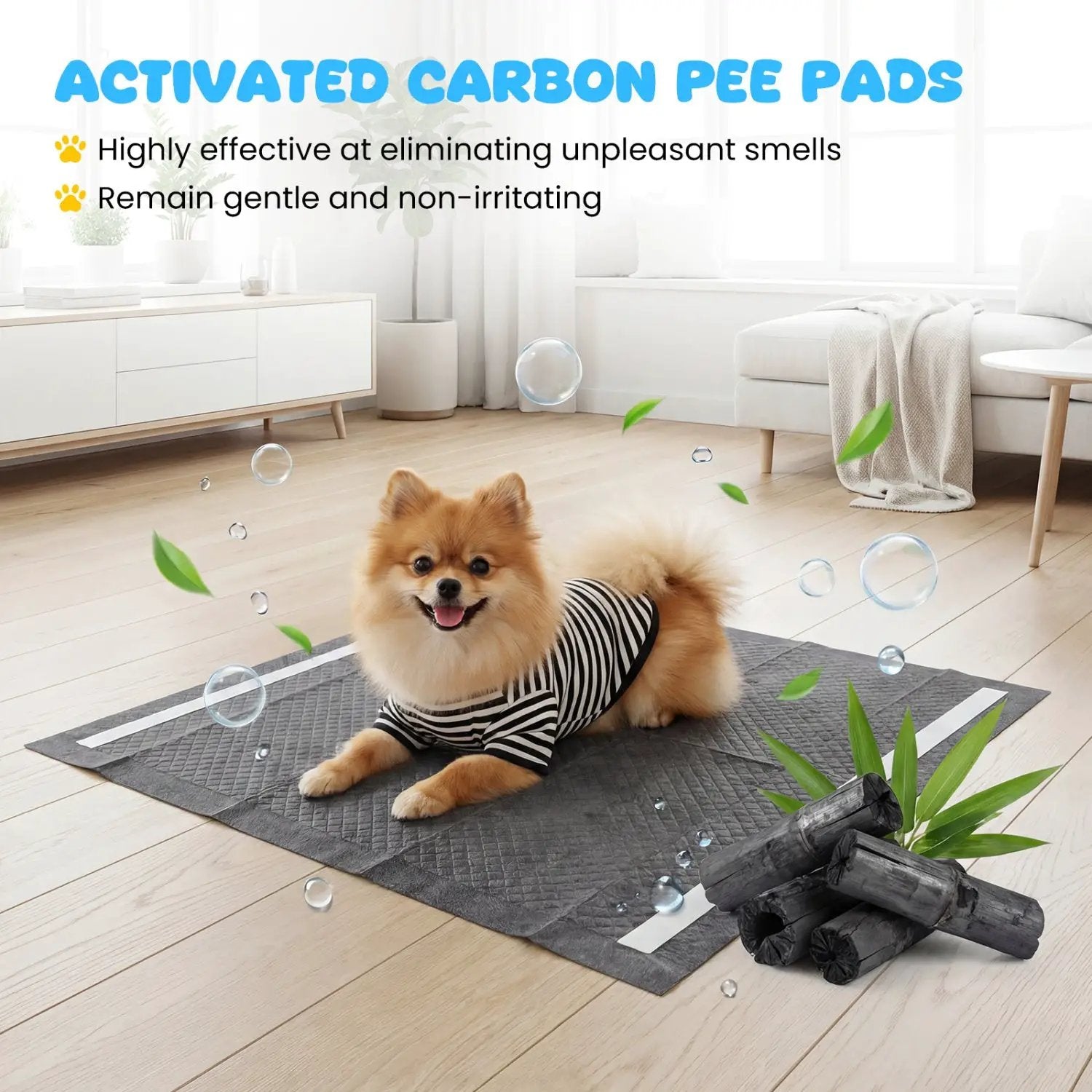 24" x 24" Charcoal Dog Pee Pads 6-Layer for Dogs by DirectDeals