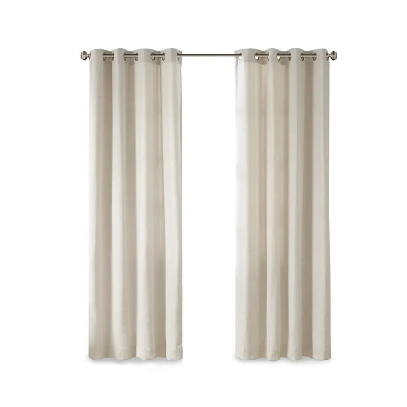 Plaid Rod Pocket and Back Tab Curtain Panel with Fleece Lining Natural 50x84" by HouseOfZazla