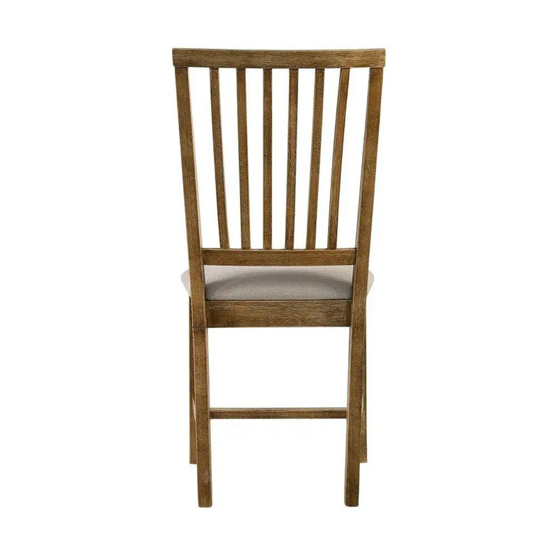 Wallace II - Side Chair (Set of 2) - Tan Linen & Weathered Oak by Unique Piece Furniture