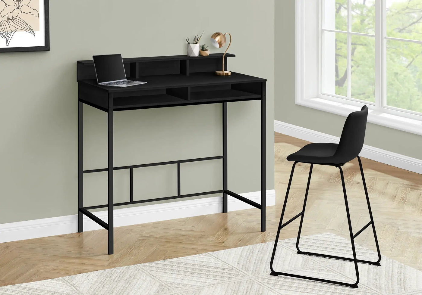 Computer Desk for Home Office with Standing Storage Shelves by HouseOfZazla