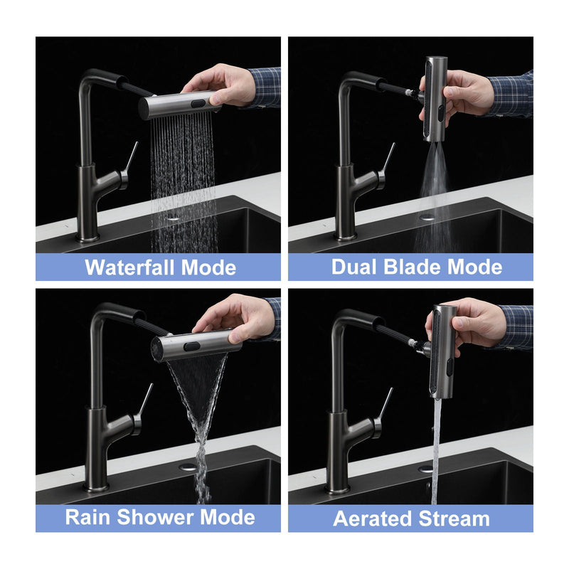 360° Pull Down Kitchen Faucet With 4 Spray Modes by HouseOfZazla