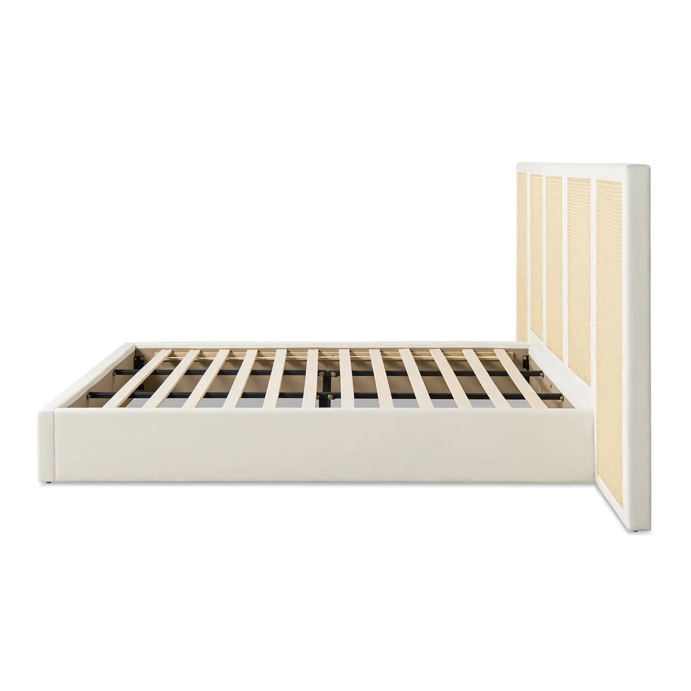 Capri Extended Headboard Cane Platform Bed, Antique by HouseOfZazla