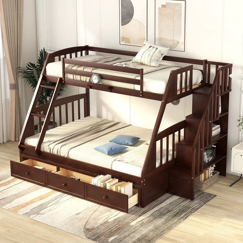 Bunk Bed With Drawers, Ladder And Storage Staircase by HouseOfZazla