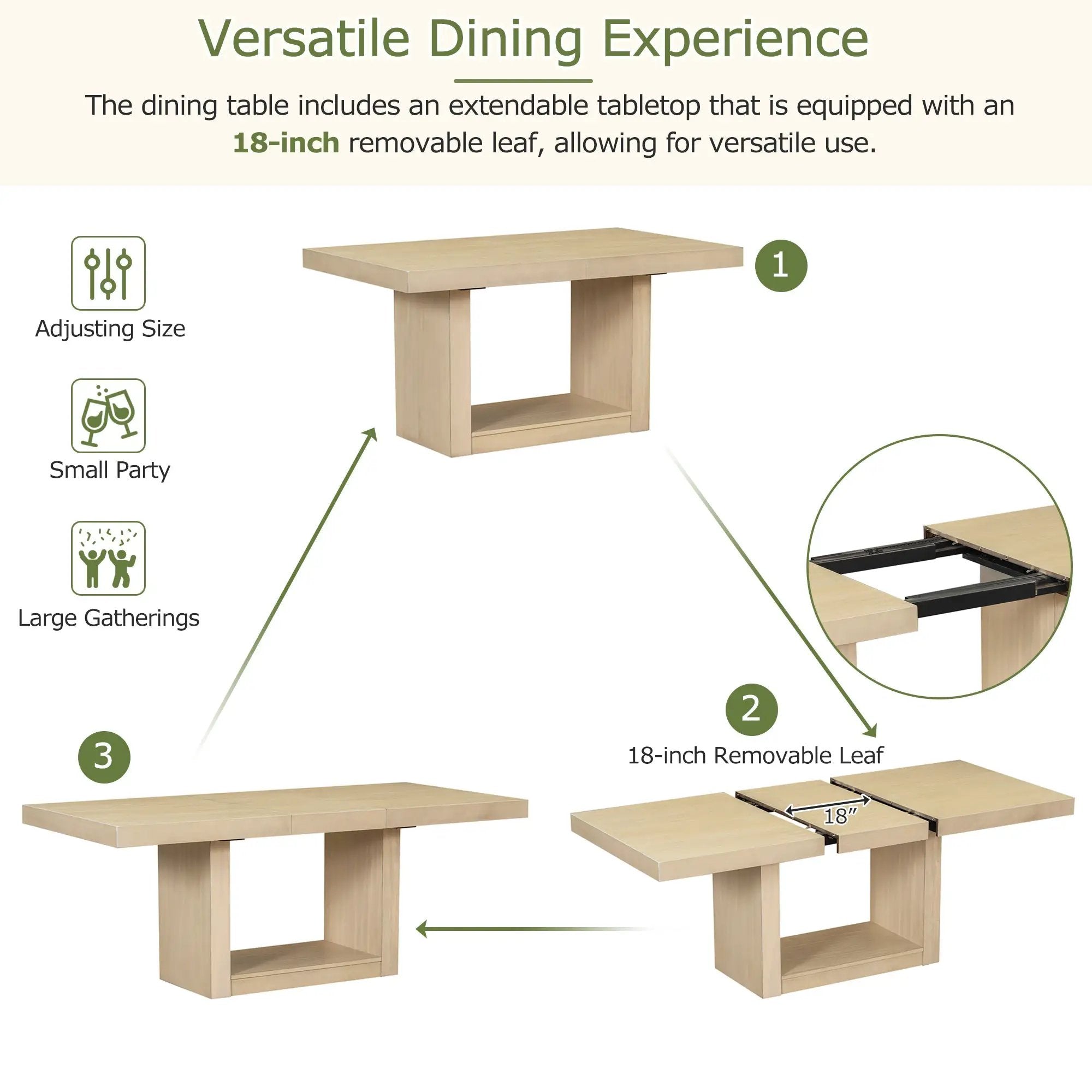 TOPMAX Contemporary 6-Piece Extendable Pedestal Dining Table Set by HouseOfZazla
