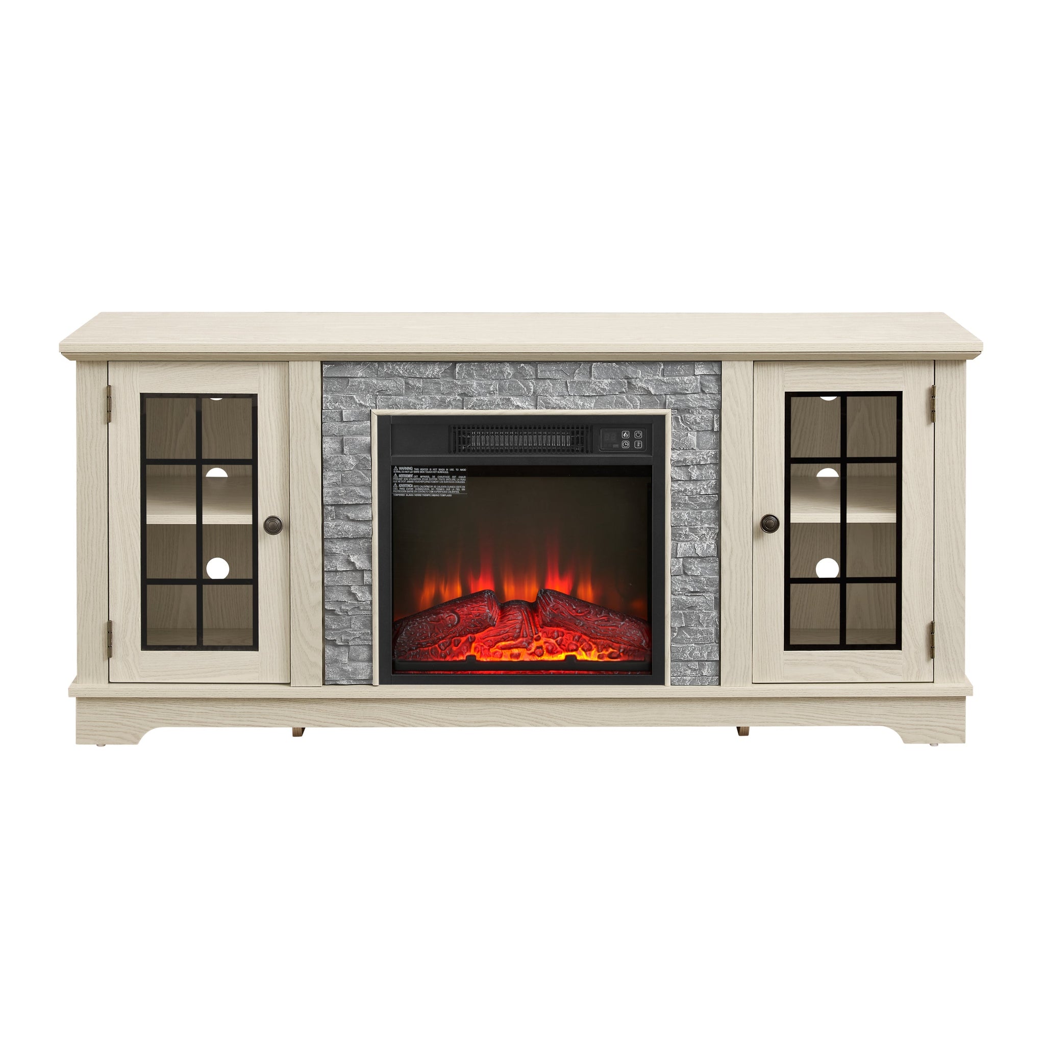 58" Modern TV Stand with Electric Fireplace and Storage by HouseOfZazla