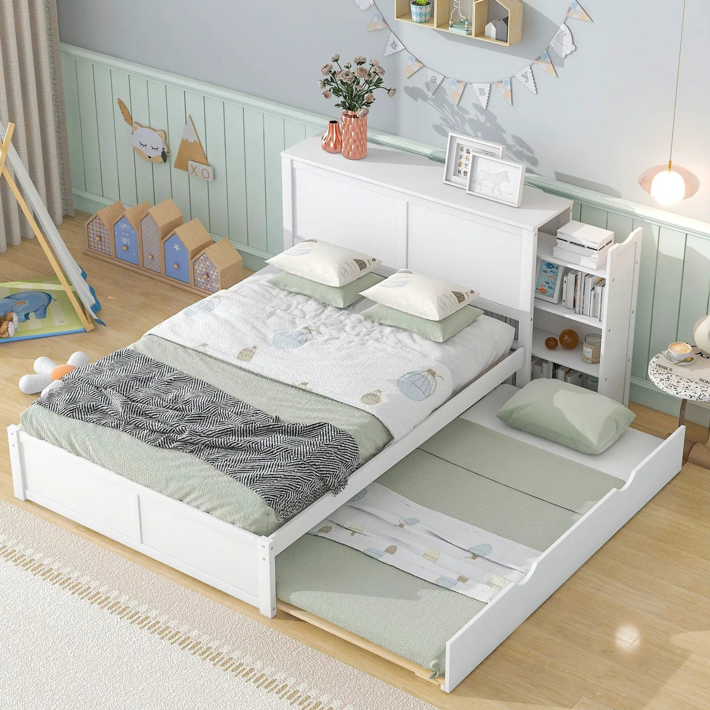 Storage Platform Bed With Pull Out Shelves And Trundle by HouseOfZazla