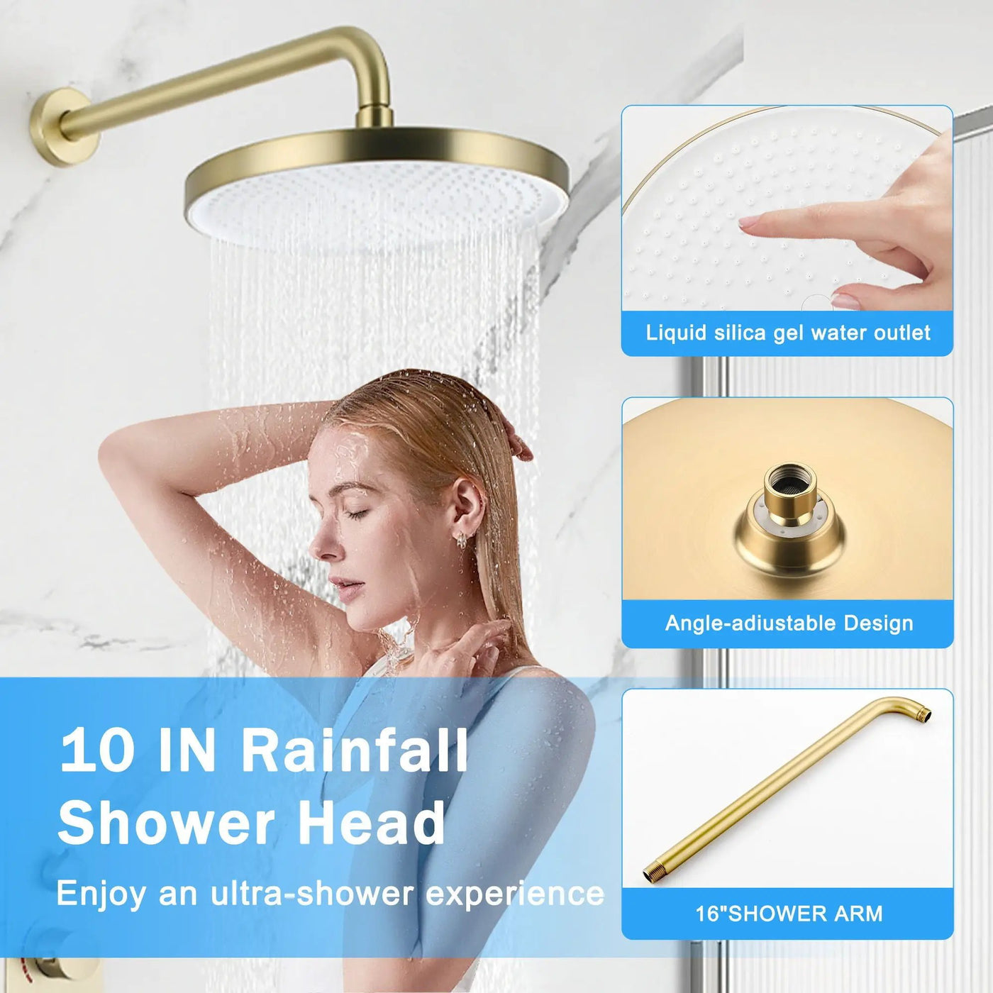 10" Shower System Set With Control Valve And Overhead Shower by HouseOfZazla