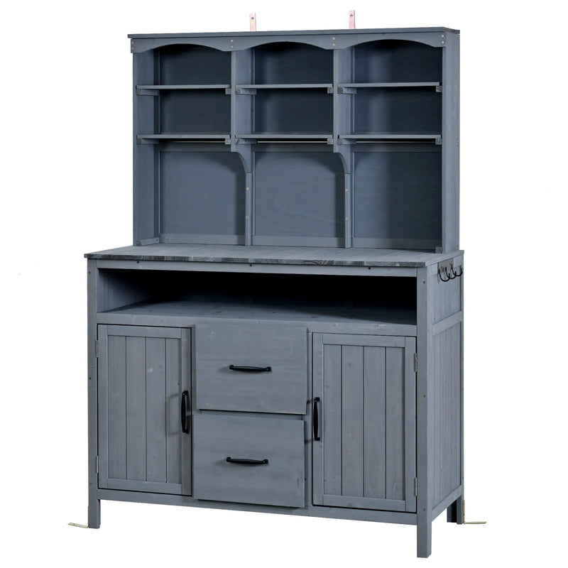 TOPMAX Large Fir Wood Potting Bench with Hutch and Storage by HouseOfZazla