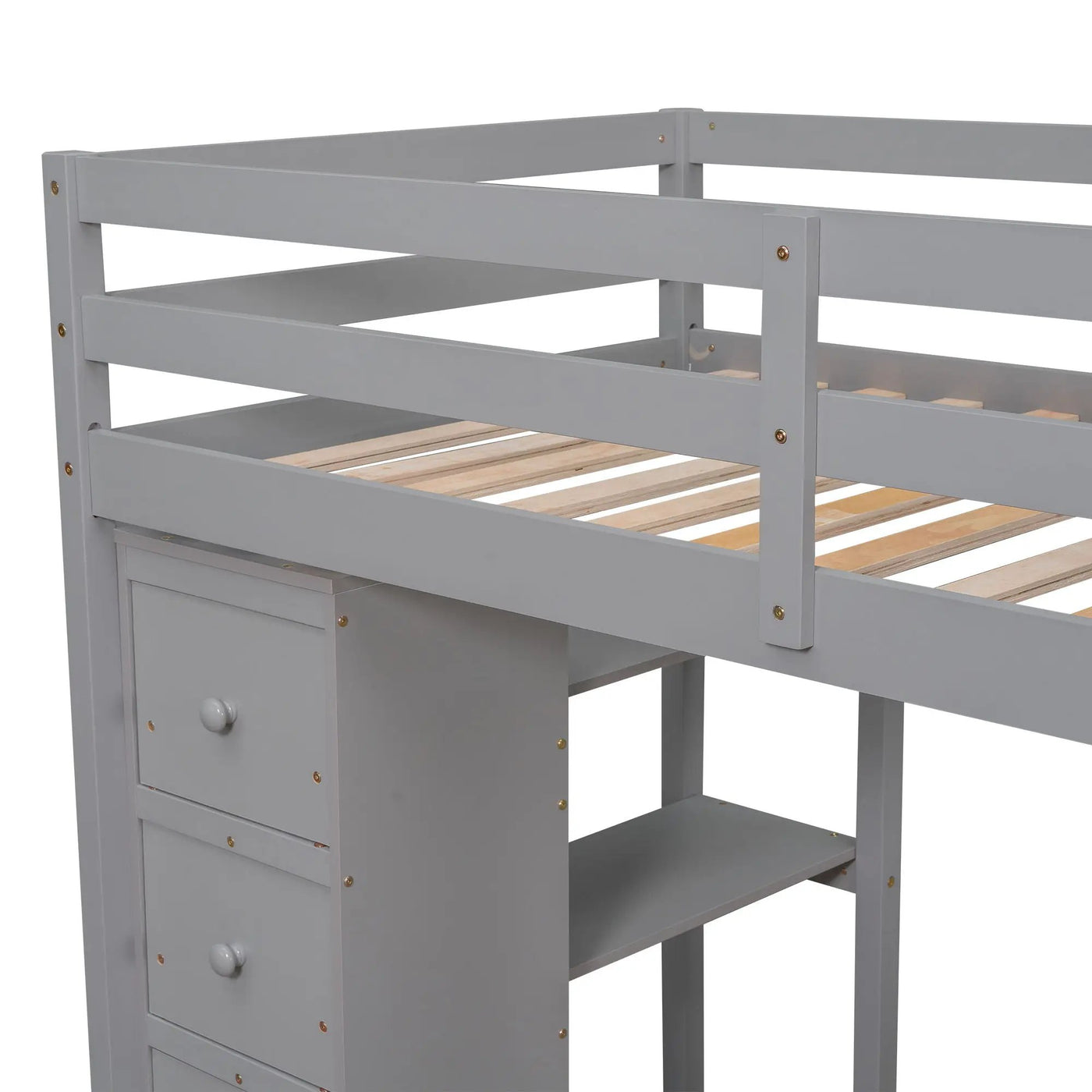 Loft Bed With Storage Drawers, Desk And Stairs With Shelves by Unique Piece Furniture