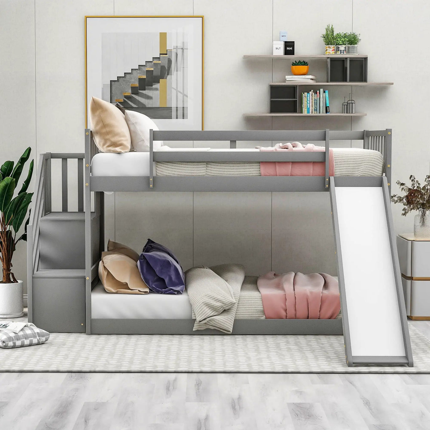Bunk Bed With Convertible Slide And Stairway by HouseOfZazla