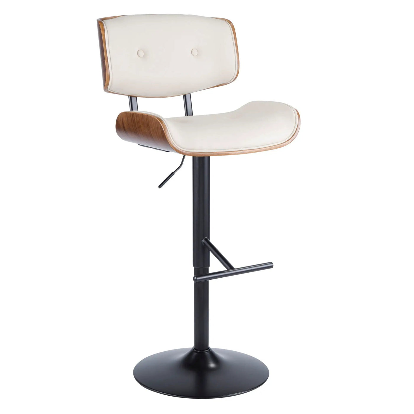 Lombardi - Mid Century Modern Adjustable Barstool With Swivel With Straight T Footrest (Set of 3) by HouseOfZazla
