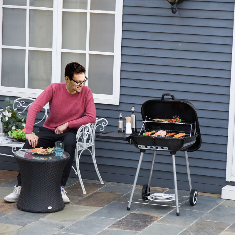 Outsunny 21' Portable Charcoal Grill with Wheels and Bottom Shelf by HouseOfZazla