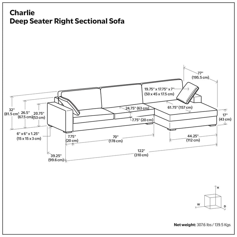 Charlie - Upholstered Deep Seater Sectional Sofa by HouseOfZazla