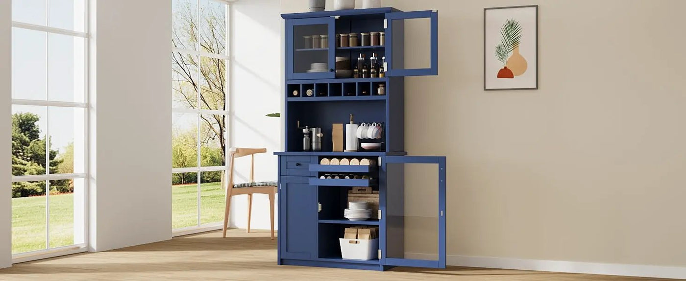 TOPMAX Farmhouse Freestanding Buffet with Hutch by HouseOfZazla