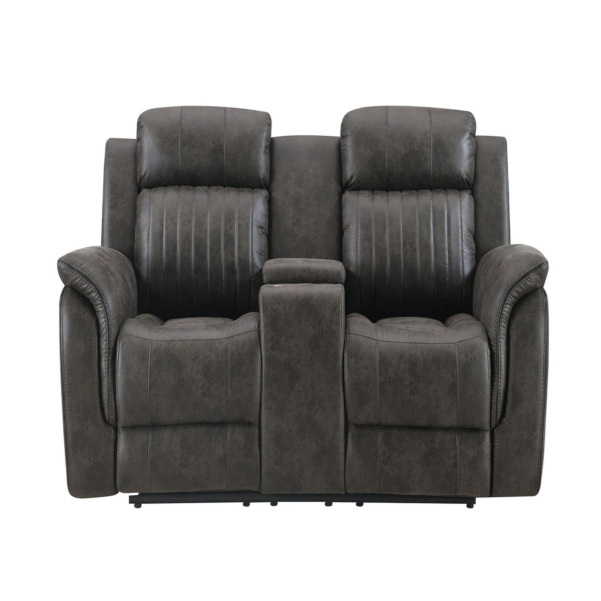 Steban Console Reclining Loveseat with Storage - Gray